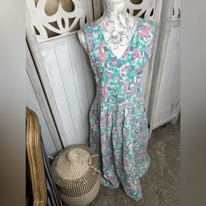 Vintage Khazana Dress Size Medium Floral Prairie Cottage Cotton 90s 80s